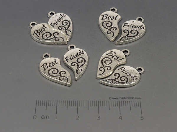 Best Friend от две части - 22.5x22mm, отвор халки 1.8mm - 10бр.