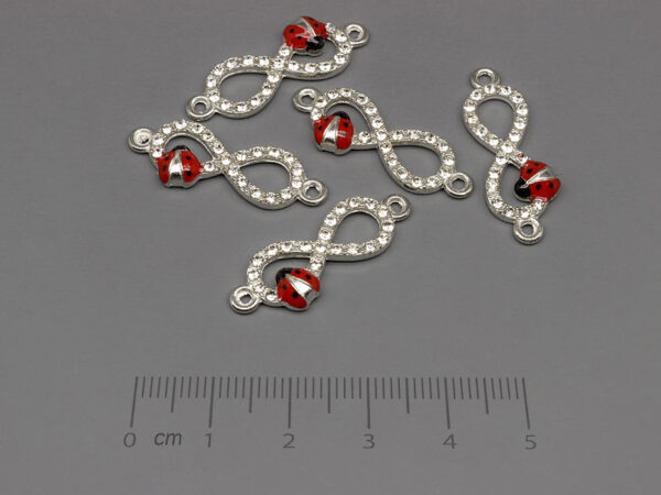 Безкрайност с калинка 27.5x10mm, отвор халки 1.7mm - 5 бр.