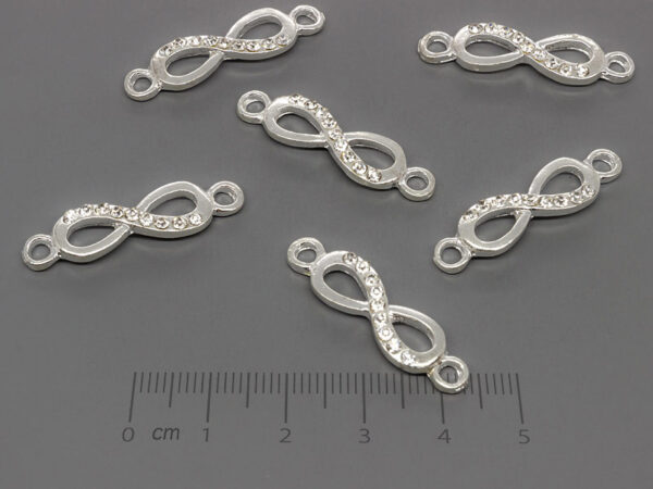 Безкрайност с камъни 2 халки 30.5x8mm, отвор халки 2.9mm - 5 бр.