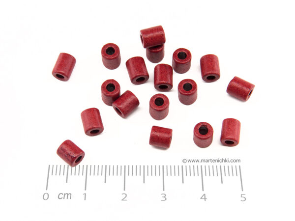 Цилиндър - червен 5х6mm, отвор 2mm - 20бр.