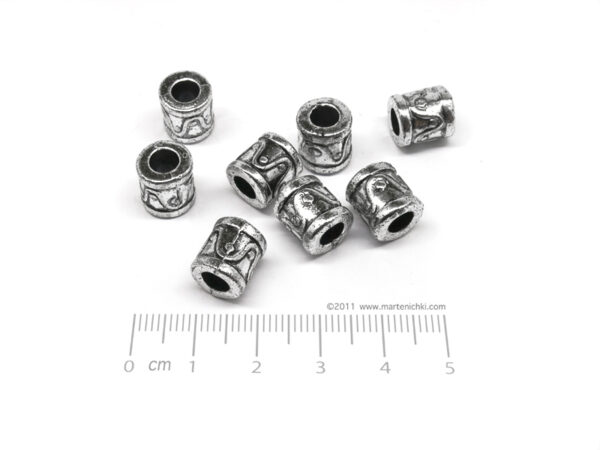 Цилиндър гравиран 10x11mm, отвор 5mm - 50g ≈ 87 бр.