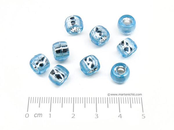 Цилиндър - светло син 9x6mm, отвор 3.5mm - 25g ≈ 87 бр.