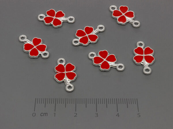 Детелина червена 19.5x11mm, отвор халки 1.7mm - 50 бр.