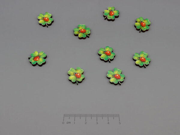 Детелина с калинка, 15x14mm, дебелина 3mm - 10 бр.