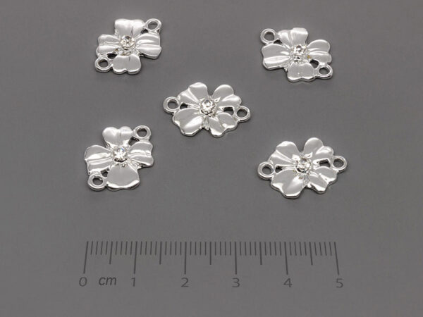 Детелина с камък 18.5x13.5mm, отвор халки 1.8mm - 5 бр.