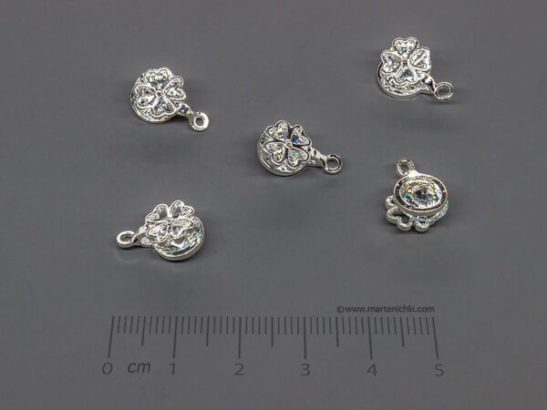 Детелина с кристал 13x8.5mm, халка 1.5mm - 1 бр.