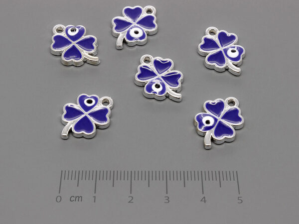 Детелина със синьо око, 13x19x2.5mm отвор халка 1.8mm - 200 бр.