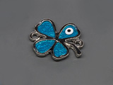 Детелина със синьо око 20x16.5mm, халки 1.5mm - 5 бр.