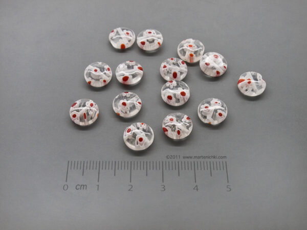 Диск бял и черв.  Ø10mm, отвор 1mm - 10бр.