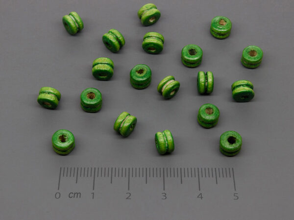 Двойна шайба зелена 6x5mm, отвор 2mm - 50g ≈ 716 бр.