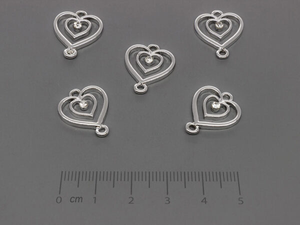 Двойно сърце 18.5x15mm, отвор халки 2mm - 50 бр.