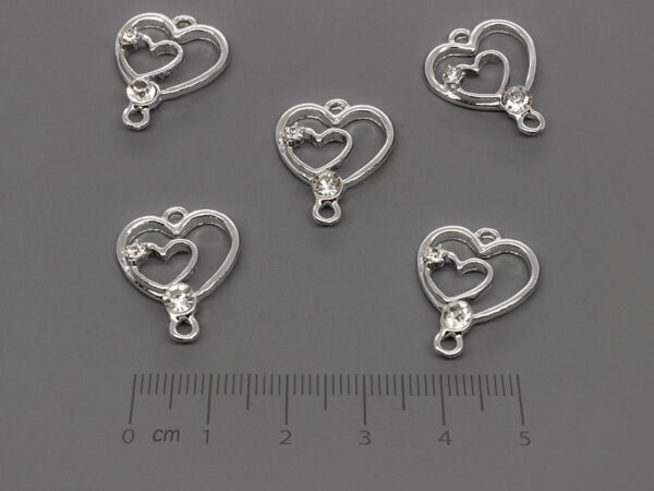 Двойно сърце 21x16mm, отвор халки 1.8mm - 50 бр.