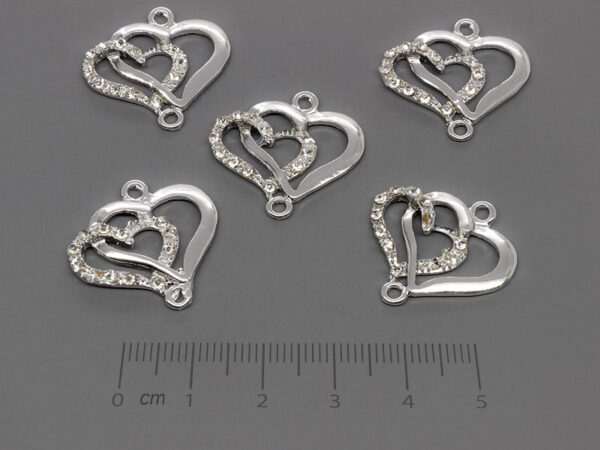 Двойно сърце 22x22.5mm, отвор халки 2mm - 50 бр.
