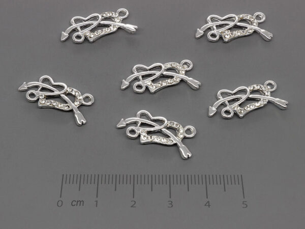 Двойно сърце 23x11mm, отвор халки 1.7mm - 50 бр.