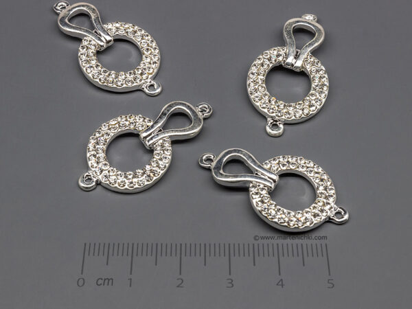 Елемент с камъни 33x18mm, халки 2mm - 50 бр.