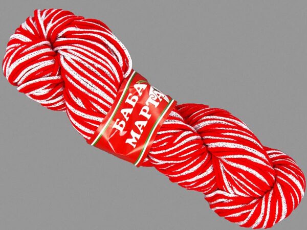Конец бяло и червено с ламе 100g - 70m