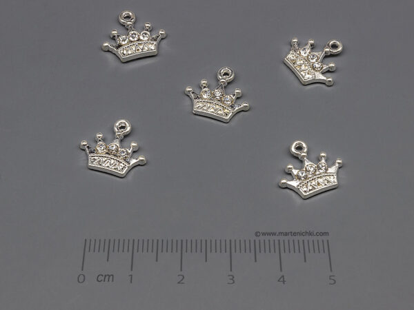 Корона с камъни 14.5x13mm, халка 1.2mm - 50 бр.