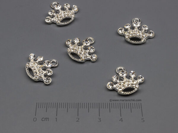 Корона с камъни 28x16mm, халка 2mm - 50 бр.