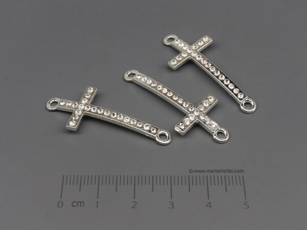 Кръст с камъни - 38x16mm,отвор халки 2.2mm - 10бр.