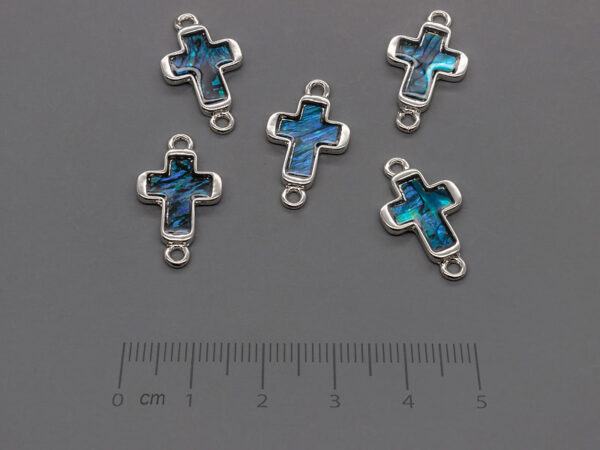 Кръст със седеф 22x12mm, отвор халки 1.5mm - 50 бр.