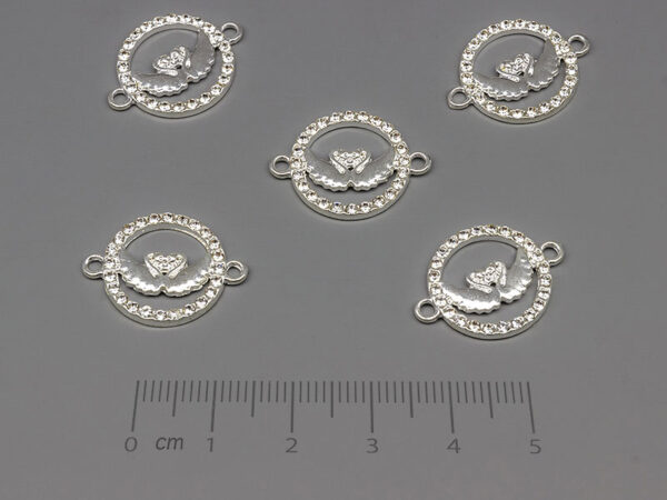 Лебеди в кръг 21x16mm, отвор халки 1.8mm - 5 бр.