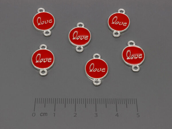 Love в кръг 18.5x12mm, отвор халки 2mm - 5 бр.