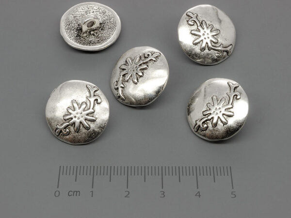 Мънисто със еделвайс тип копче d=19mm, отвор халка 2.3mm - 10 бр.