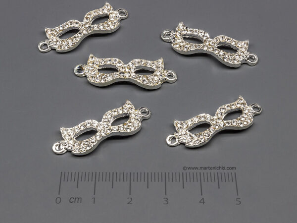 Маска с камъни 30x10.5mm, халки 1.5mm - 5 бр.