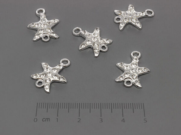 Морска звезда с камъни 21x16.5mm, отвор халки 2mm - 50 бр.