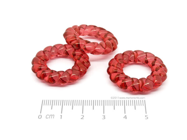 Обръч прозрачен - червен Dвън.=30mm, Dвътр.=16mm - 50g ≈ 16 бр.