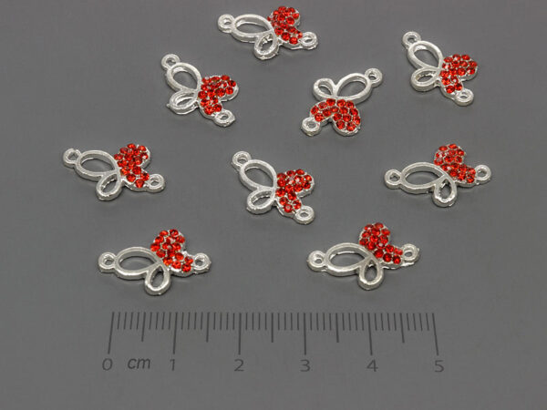Пеперуда с камъни 17.5x12mm, отвор халки 1.2mm - 5 бр.