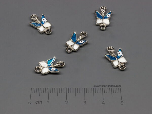 Пеперуда със синьо око 17x11mm, халки 1.5mm - 5 бр.