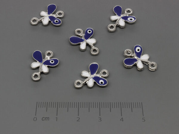 Пеперуда със синьо око 17x14mm, халки 1.5mm - 5 бр.
