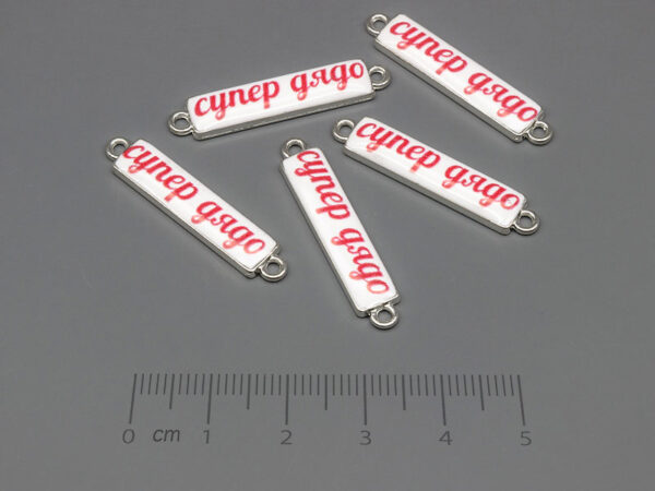 Плочка бяла тънка супер дядо 30.5x6.3mm, отвор халки 1.7mm - 10 бр.