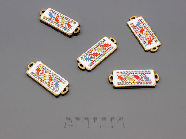 Плочка с шевица, 42.5x16.5mm, дебелина 4.5mm, отвори 3.5x2.3mm - 10 бр.