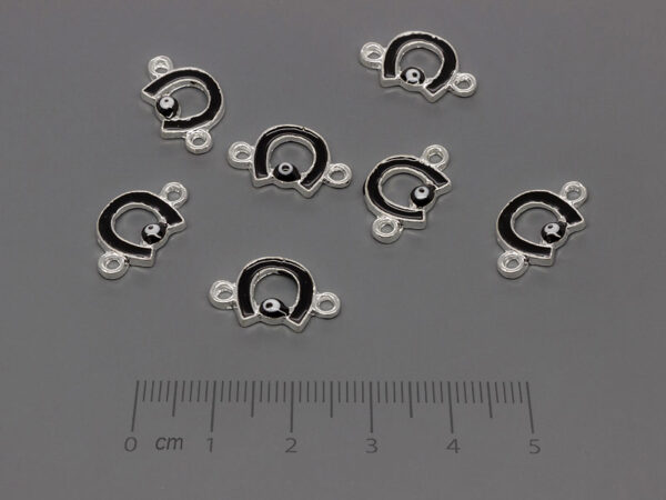 Подкова със синьо око 17x10mm, отвор халки 1.5mm - 50 бр.
