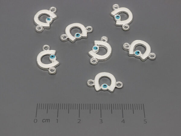 Подкова със синьо око 17x10mm, отвор халки 1.5mm - 50 бр.