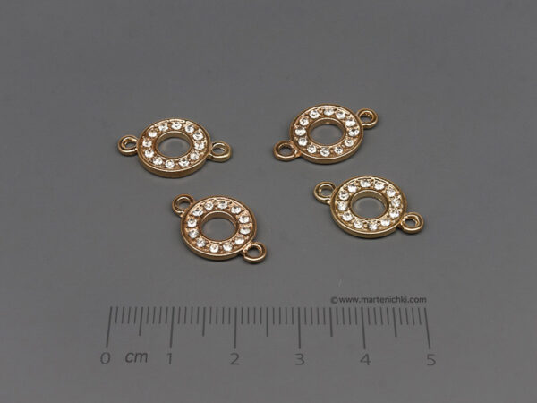 Ринг с камъни - 19x12mm, отвор халки 1.8mm - 5бр.