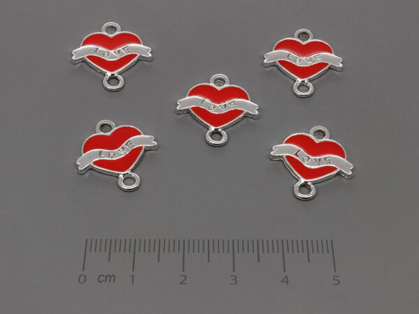 Сърце Love 18x17.5mm, отвор халки 2.2mm - 5 бр.