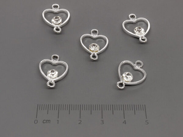 Сърце с камък 19x14mm, отвор халки 2.2mm - 5 бр.