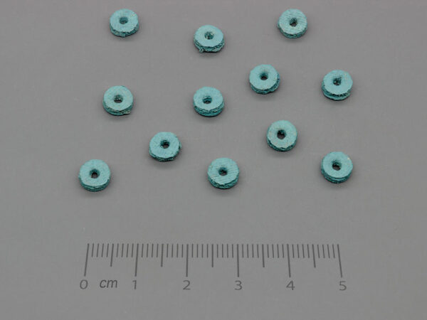 Шайба кожена синя d=6mm, отвор 2mm - 100 бр.
