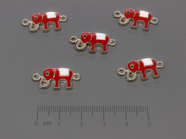 Слонче червено 23x11.5mm, отвор халки 1.6mm - 5 бр.
