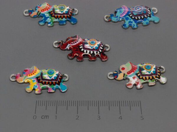 Слонче цветно 28x15mm, отвор халки 1.9mm - 10 бр.