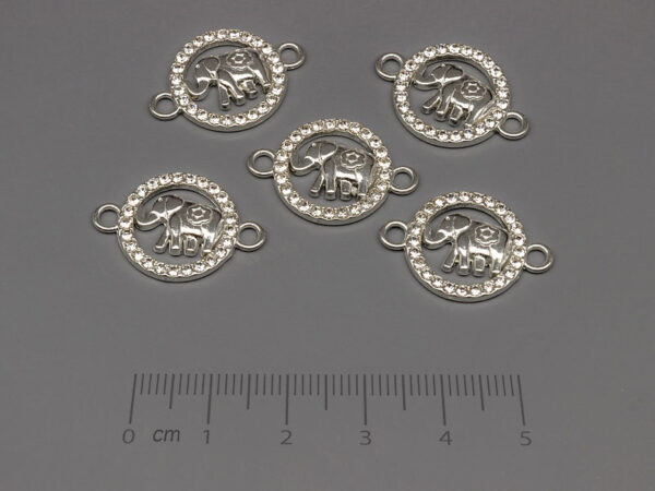 Слонче в кръг 23x16mm, отвор халки 2.5mm - 5 бр.