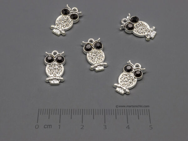 Сова с камъни 17.5x10mm, халка 1.5mm - 50 бр.