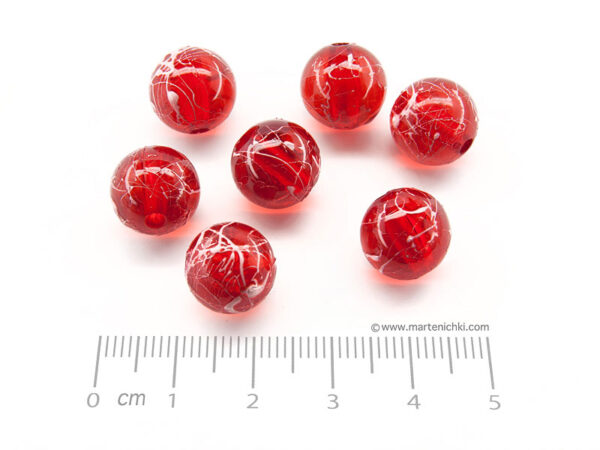Топче - червено d=12mm, отвор 2.5mm - 25g ≈ 25 бр.