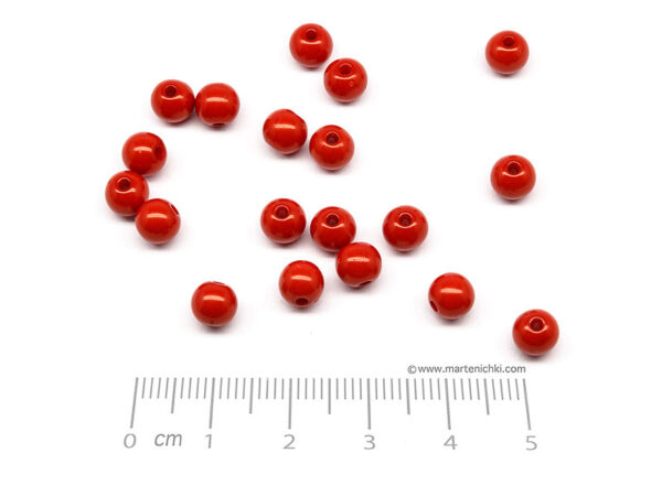Топче червено d=6mm, отвор 1.7mm - 50g ≈ 220 бр.