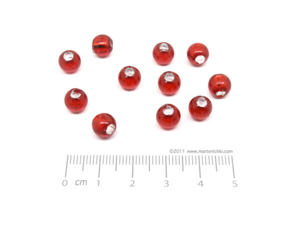 Топче - червено d=8mm, отвор 3.5mm - 50g ≈ 379 бр.