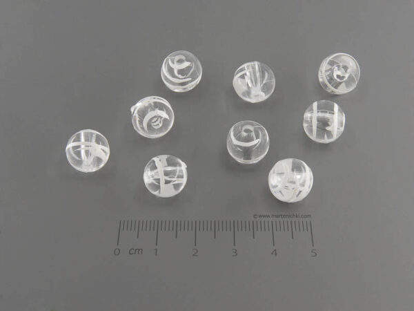 Топче прозр. рисувано - бяло Ø12mm, отвор 3mm - 25g ≈ 26 бр.