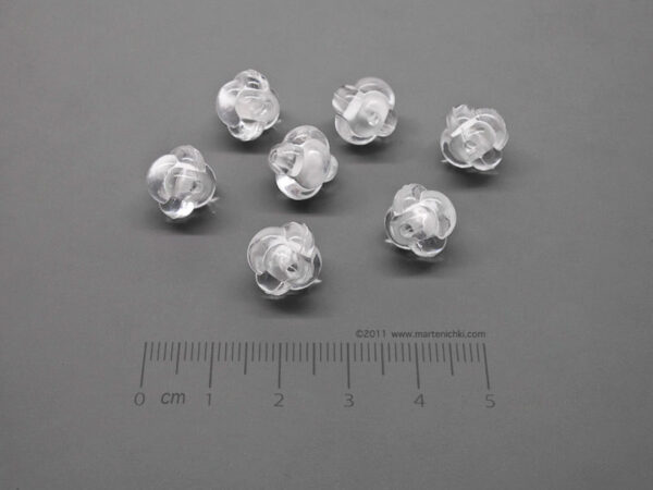Топче прозрачно - бяло, релеф Ø12mm, отвор 2mm - 25g ≈ 42 бр.